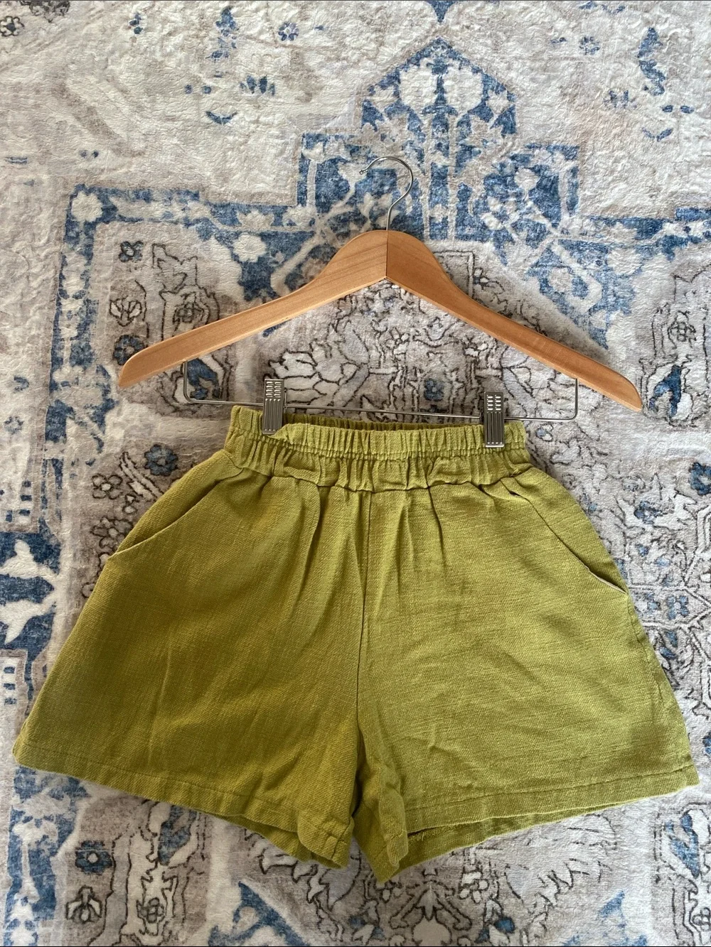 NWOT Hawaiian Golden Sea 100% Linen High-Waist Green Women’s Shorts - Picture 4 of 7